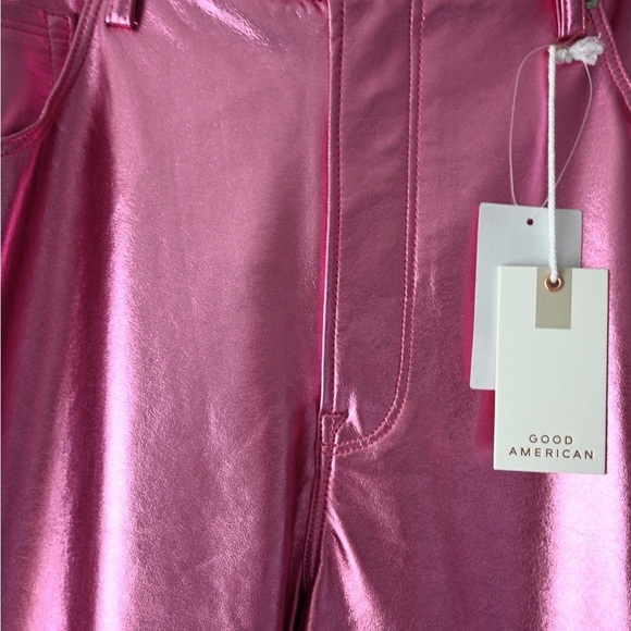 Good American Good Icon Metallic Pink Faux Leather Pants - Picture 5 of 6